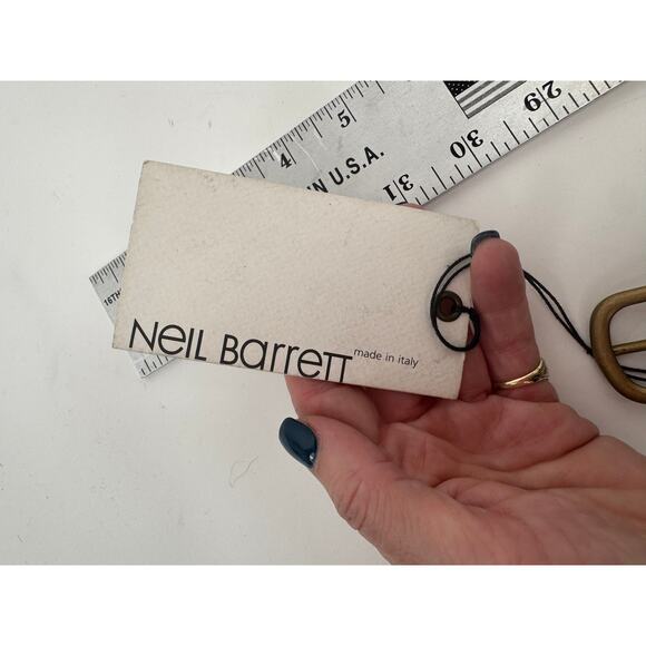 Neil Barrett NWT Black Double Buckle Leather Belt Large Made in Italy main image 7